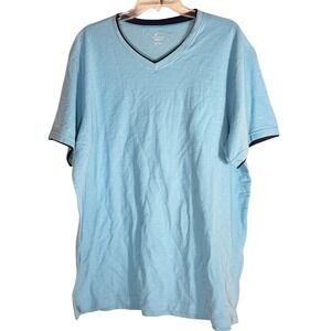 Junction West Men's Light Blue V‑Neck Short Sleeve Shirt XL lightweight Thermal